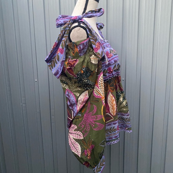 Farm Rio Green Tropical Top Wild Jungle Blouse - Picture 2 of 6